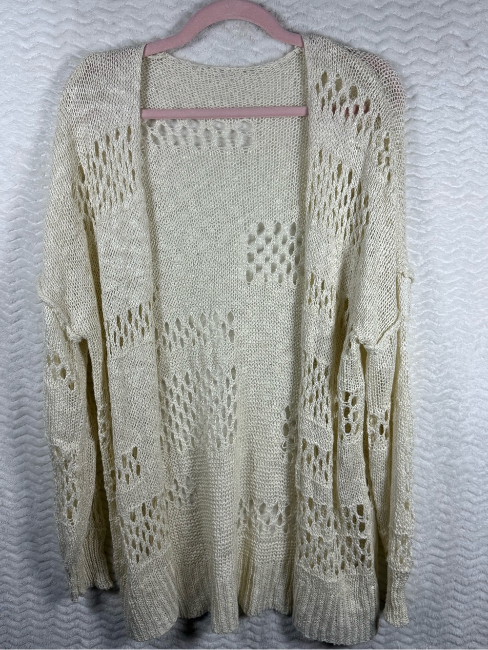 Open Knit Ivory Women’s Cardigan Sweater